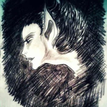 Dibujo titulada "Little Elf Girl" por Karolina Ingo (Karolina Navi -Ingo), Obra de arte original, Lápiz