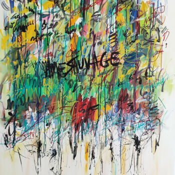 Malerei mit dem Titel "Graffitis - tableau…" von Âme Sauvage, Original-Kunstwerk, Acryl Auf Keilrahmen aus Holz montiert
