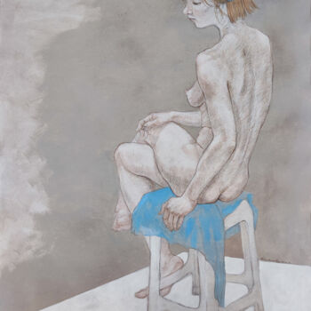 Dibujo titulada "Linute on a white p…" por Natalie Levkovska, Obra de arte original, Gouache