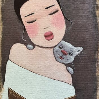 Painting titled "Un bon roman - 1204" by Noëlle Lassailly, Original Artwork, Acrylic