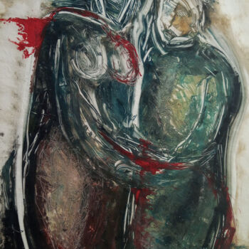 Printmaking titled "Promesas" by Waisburd, Original Artwork, Monotype Mounted on Cardboard