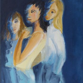 Peinture intitulée "Les trois amies" par Môm, Œuvre d'art originale, Acrylique