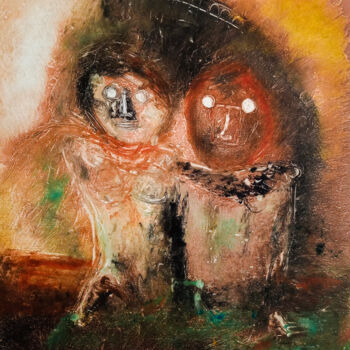 Printmaking titled "Amorosos" by Waisburd, Original Artwork, Monotype Mounted on Cardboard