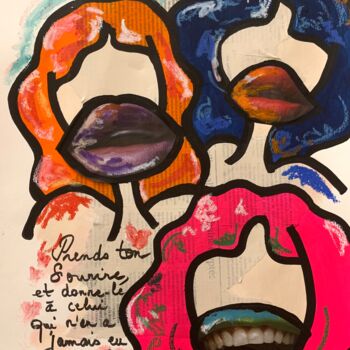 Painting titled "Un sourire comme ca…" by Caroline Montigneaux, Original Artwork, Acrylic