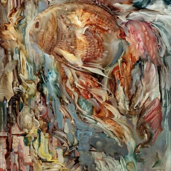 Pintura intitulada "Рыбка/Fish" por Evgeny Zakharov (Modern), Obras de arte originais, Óleo Montado em Armação em madeira