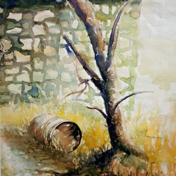Peinture intitulée "At the vineyard" par Ifeoluwa Olojede, Œuvre d'art originale, Aquarelle