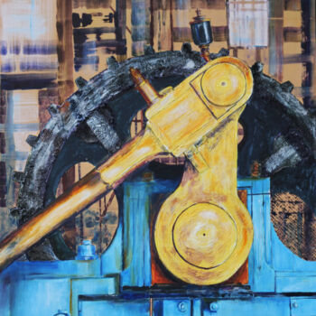 Painting titled "La bielle-manivelle" by Viviane Risser, Original Artwork, Acrylic Mounted on Wood Panel
