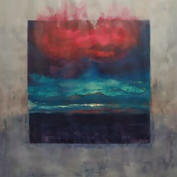Peinture intitulée "nuvola rossa su pae…" par Laura Pitingaro, Œuvre d'art originale, Tempera Monté sur Châssis en bois