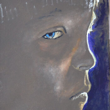Peinture intitulée "Blue Eyes" par Eric Matranga, Œuvre d'art originale, Huile Monté sur Châssis en bois