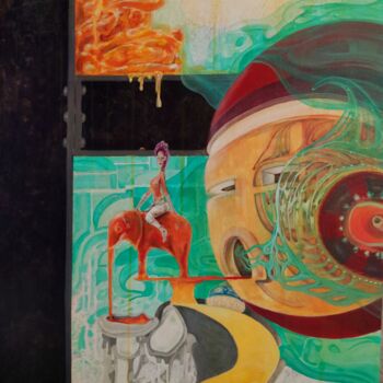 Painting titled "Groteska" by Stephane Javelle, Original Artwork, Acrylic Mounted on Other rigid panel