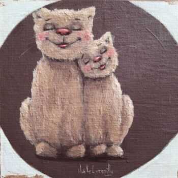 Painting titled "Petit câlin - 1210" by Noëlle Lassailly, Original Artwork, Acrylic