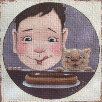 Painting titled "l'éclair au chocola…" by Noëlle Lassailly, Original Artwork, Acrylic