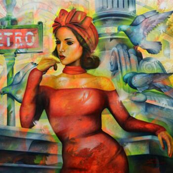 Peinture intitulée "Sur les ponts de Pa…" par Jeannette Guichard-Bunel, Œuvre d'art originale, Huile Monté sur Châssis en bo…