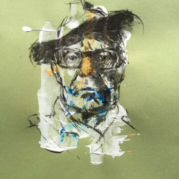 Рисунок под названием "John" - Dominique Dève, Подлинное произведение искусства, Древесный уголь