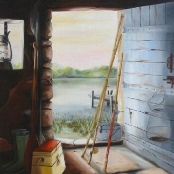 Pintura intitulada "Au bord de l'étang" por Dominique Pineau, Obras de arte originais