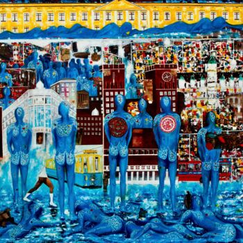 Peinture intitulée "Newcomers in Oslo" par Christian Perez De Carvasal, Œuvre d'art originale, Huile Monté sur Châssis en bo…