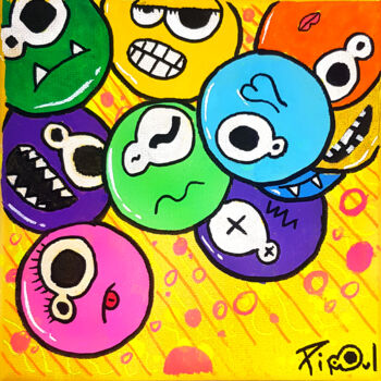 "Pop Art Peinture -…" başlıklı Tablo Pipoul Artiste Peintre tarafından, Orijinal sanat, Sprey boya Ahşap Sedye çerçevesi üze…