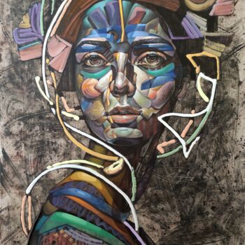 「Aurora.」というタイトルの絵画 Bogdan Dideによって, オリジナルのアートワーク, オイル ウッドストレッチャーフレームにマウント