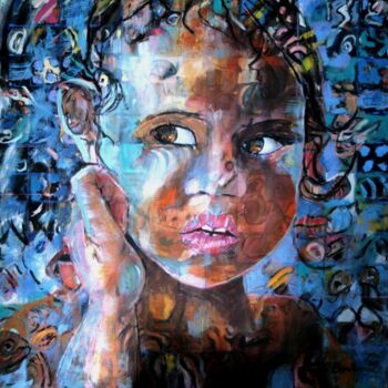 Peinture intitulée "L'enfant Maorie" par Roger Boubenec, Œuvre d'art originale, Huile Monté sur Châssis en bois