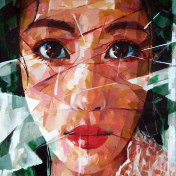 Schilderij getiteld "PINK_PORTRAIT" door Aleksandr Ilichev, Origineel Kunstwerk, Acryl