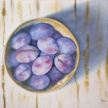 Painting titled "Plums of the color…" by Valeriia Kempi, Original Artwork, Watercolor