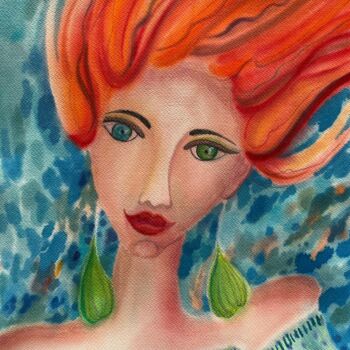 제목이 "Red hair woman"인 미술작품 Valentina Pushkareva로, 원작, 수채화