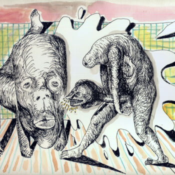 Drawing titled "Pisse les murs (et…" by Patrick Jannin, Original Artwork, Ink