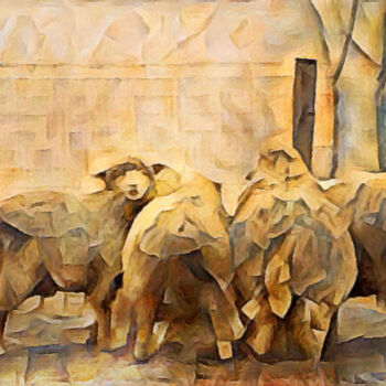Grafika cyfrowa / sztuka generowana cyfrowo zatytułowany „Chester County Sheep” autorstwa Susan Maxwell Schmidt, Oryginalna…
