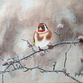 Peinture intitulée "Winter Goldfinch (S…" par Tomasz Krzysztof Nowak, Œuvre d'art originale, Acrylique