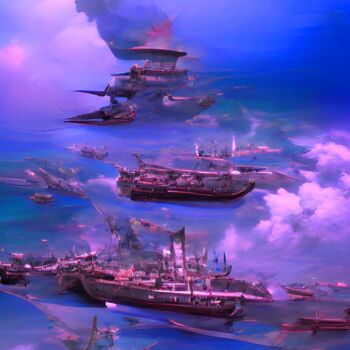 数字艺术 标题为“WARSHIPS IN SEA 4” 由Mahesh Tolani, 原创艺术品, 数字油画