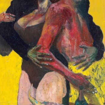 Painting titled "La mort du torrero" by Gaspard De Gouges, Original Artwork, Charcoal Mounted on Wood Stretcher frame