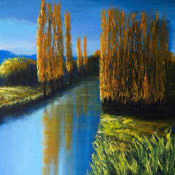 Schilderij getiteld "Autumn colors" door Danijela Dan, Origineel Kunstwerk, Acryl Gemonteerd op Frame voor houten brancard
