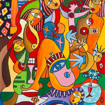 Painting titled "LE PIED 1" by Henri Wojcik, Original Artwork, Acrylic Mounted on Wood Stretcher frame