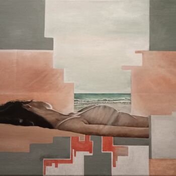 Painting titled "Hora de parar" by María Mateo, Original Artwork, Oil Mounted on Wood Stretcher frame