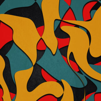 数字艺术 标题为“estudos abstratos 1” 由Felipe Hueb, 原创艺术品, 数字油画 安装在木质担架架上