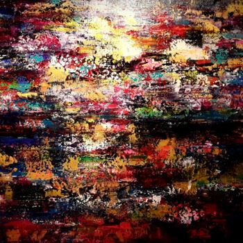 Schilderij getiteld "Abstract Horizon Su…" door Markicevic, Origineel Kunstwerk, Acryl Gemonteerd op Frame voor houten branc…