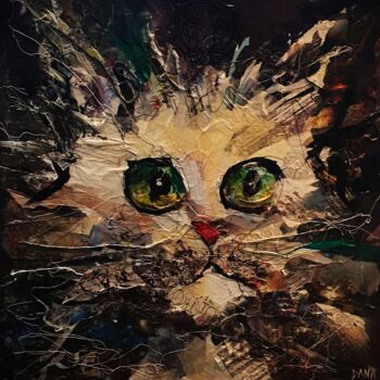 Collages intitulée "esmeralda" par Dana, Œuvre d'art originale, Collages Monté sur Châssis en bois