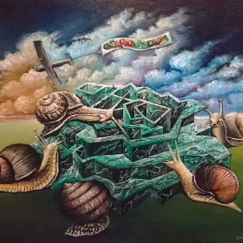 Painting titled "La salade" by Daniel Schaub, Original Artwork, Oil