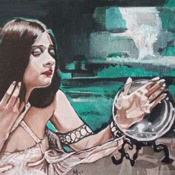 Painting titled "Salomé" by María Mateo, Original Artwork, Oil Mounted on Wood Stretcher frame