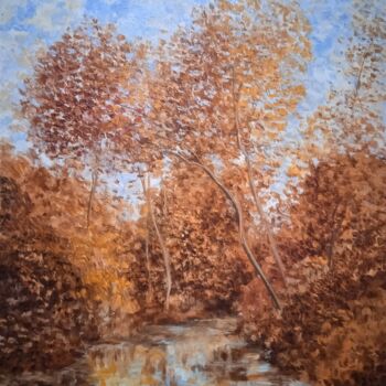 Malarstwo zatytułowany „automne flamboyant” autorstwa Jean-Claude Bemben, Oryginalna praca, Olej Zamontowany na Drewniana ra…