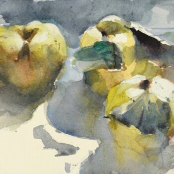Painting titled "4 Quinces" by Goran Žigolić (watercolors), Original Artwork, Watercolor