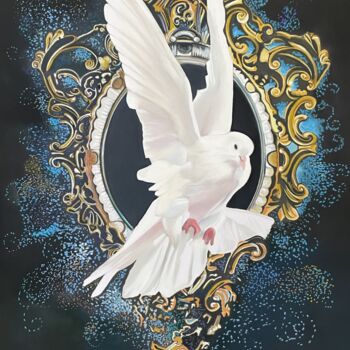 Painting titled "N°4- La colombe" by Brigitte Bouron, Original Artwork, Pastel