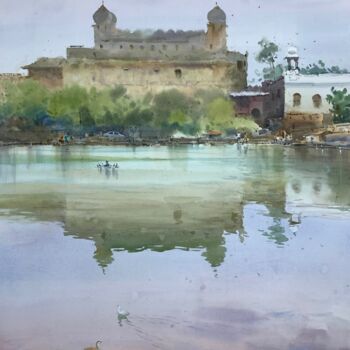 Painting titled "Motiya Talab, Bhopal" by Bhargavkumar Kulkarni, Original Artwork, Watercolor