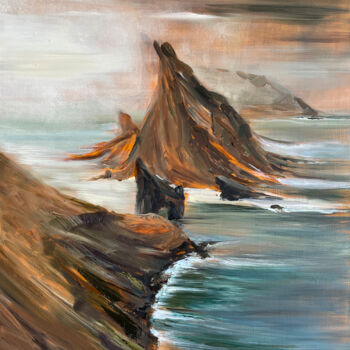 Schilderij getiteld "ISLANDS" door Anna Gurechkina, Origineel Kunstwerk, Olie Gemonteerd op Frame voor houten brancard