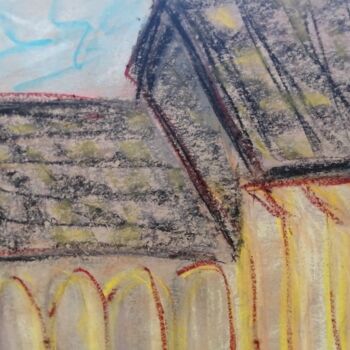 Peinture intitulée "la petite église" par Nancy Krief, Œuvre d'art originale, Pastel