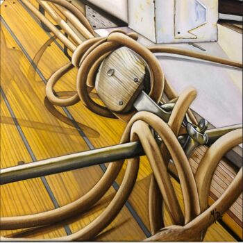 Peinture intitulée "Poulie, cordages et…" par M'Do, Œuvre d'art originale, Acrylique