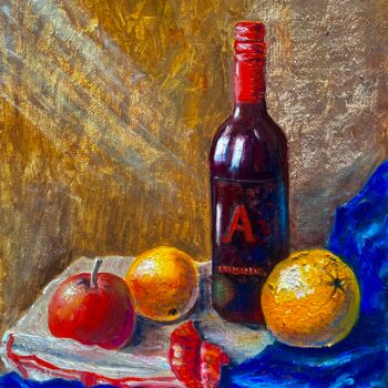 "Still live with wine" başlıklı Tablo Tanja Olsson tarafından, Orijinal sanat, Petrol