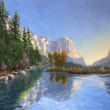 Painting titled "Yosemite Valley Vie…" by Tatyana Fogarty, Original Artwork, Oil