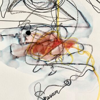 Dibujo titulada "Les flux de pensées" por Mari Skakun, Obra de arte original, Acuarela