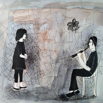 Desenho intitulada "the music" por Janna Shulrufer, Obras de arte originais, Tinta